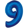 Balon foliowy niebieska "cyfra 9", 36"- 92 cm /1szt