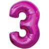 Balon foliowy różowa "cyfra 3", 36"- 92 cm /1szt