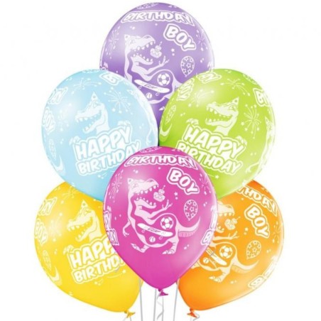 Lateksowe kolorowe Balony D11 Birthday Boy, 6 szt. 12" - 30 cm.