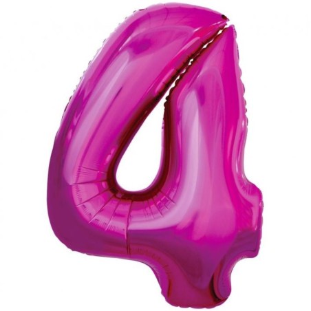 Balon foliowy różowa "cyfra 4", 36"- 92 cm /1szt