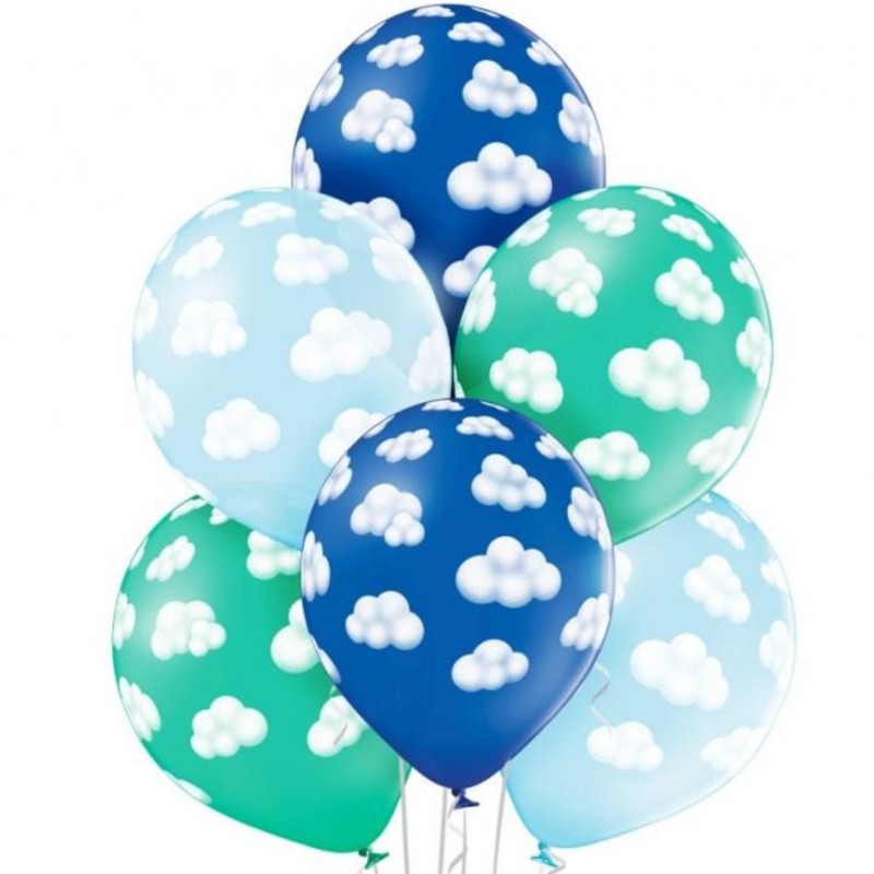 Lateksowe kolorowe Balony D11 Chmurki 1C5S, 6 szt. 12" - 30 cm.