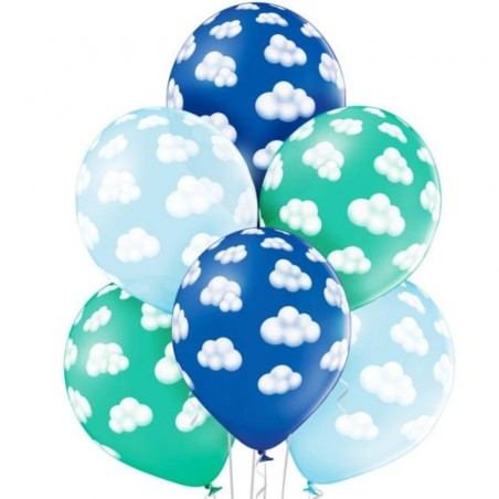 Lateksowe kolorowe Balony D11 Chmurki 1C5S, 6 szt. 12" - 30 cm.