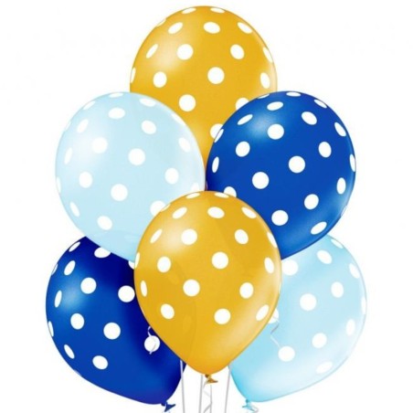Lateksowe kolorowe Balony D11 Kropki - groszki, 6 szt. 12" - 30 cm.