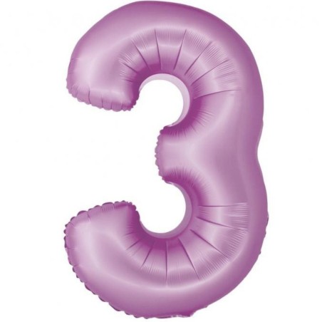 Balon foliowy fioletowa "cyfra 3", 30"- 76 cm /1szt