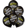 Lateksowe czarne Balony D11 Happy Birthday 12" - 30 cm. 6 szt.