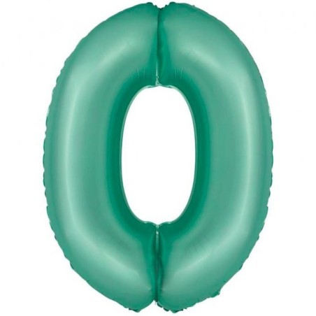 Balon foliowy zielona "cyfra 0", 30"- 76 cm /1szt