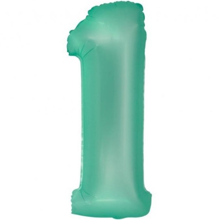 Balon foliowy zielona "cyfra 1", 30"- 76 cm /1szt