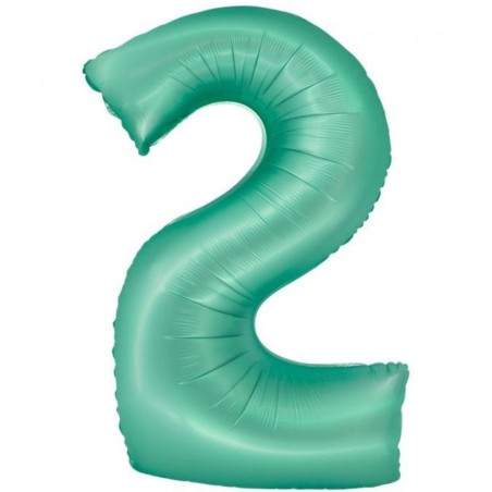 Balon foliowy zielona "cyfra 2", 30"- 76 cm /1szt