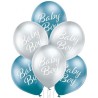 Lateksowe metaliczne Balony D11 Baby Boy 12" - 30 cm. 6 szt.