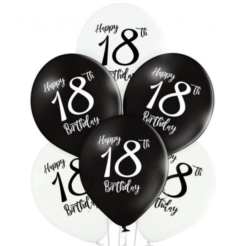 Lateksowe Balony D11 Urodziny 18-stka 12" - 30 cm. 6 szt.