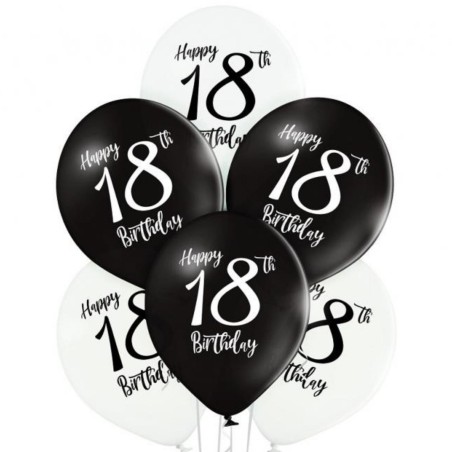 Lateksowe Balony D11 Urodziny 18-stka 12" - 30 cm. 6 szt.