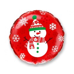 Foliowe Balony kolorowe z nadrukiem Bałwanek. 18"- 46 cm / 1 szt.