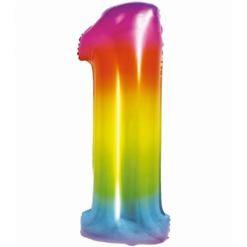 Balon foliowy tęczowa "cyfra 1", 30"- 76 cm /1szt