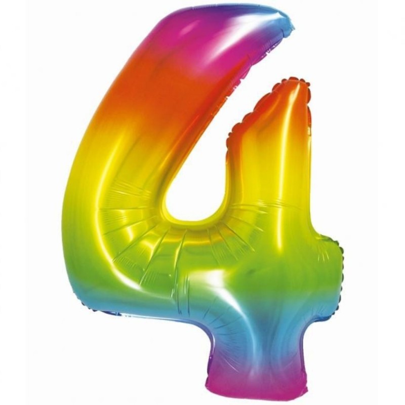 Balon foliowy tęczowa "cyfra 4", 30"- 76 cm /1szt