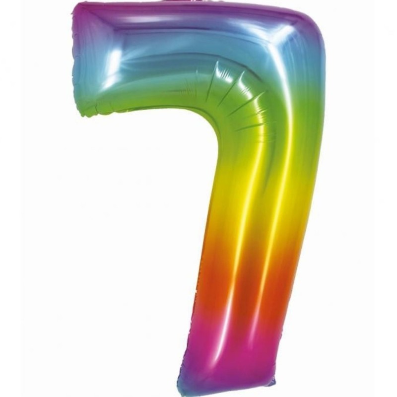 Balon foliowy tęczowa "cyfra 7", 30"- 76 cm /1szt