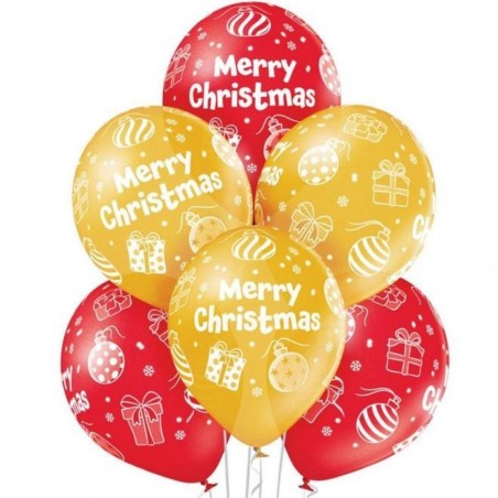 Lateksowe Balony D11 Merry Christmas - Wesołych Świąt 12" - 30 cm., 6 szt.