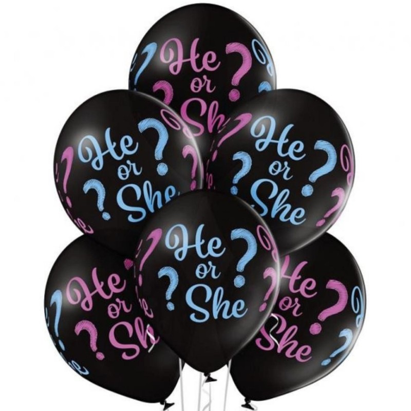 Lateksowe Balony D11 He or She - On czy ona?, 12" - 30 cm., 6 szt.