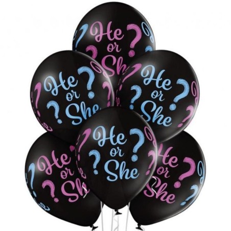 Lateksowe Balony D11 He or She - On czy ona?, 12" - 30 cm., 6 szt.