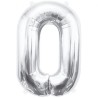 Balon foliowy srebrna "cyfra 0", 33,5"- 85 cm /1szt
