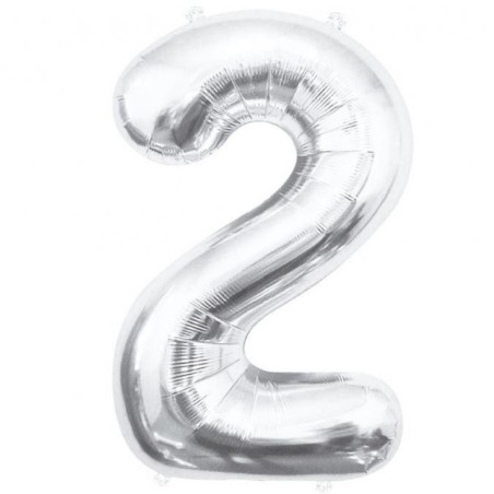 Balon foliowy srebrna "cyfra 2", 33,5"- 85 cm /1szt