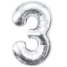 Balon foliowy srebrna "cyfra 3", 33,5"- 85 cm /1szt