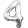 Balon foliowy srebrna "cyfra 4", 33,5"- 85 cm /1szt