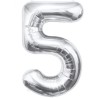 Balon foliowy srebrna "cyfra 5", 33,5"- 85 cm /1szt