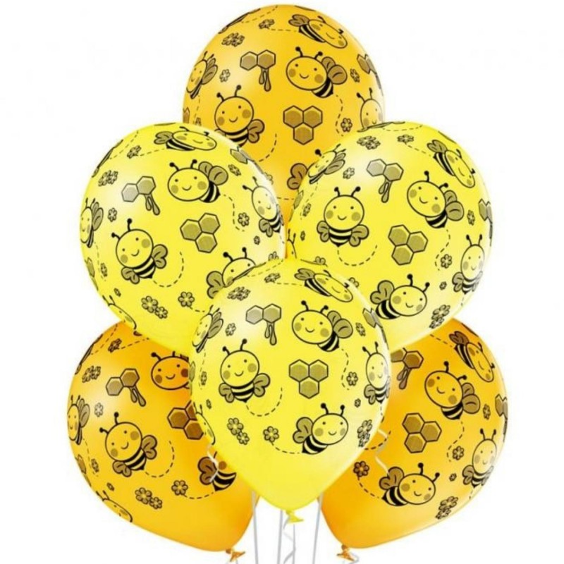 Lateksowe Balony D11 Bees - Pszczółki 12" - 30 cm., 6 szt.