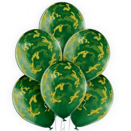 Lateksowe Balony D11 Camouflage - kamuflaż wojskowy, 12" - 30 cm., 6 szt.