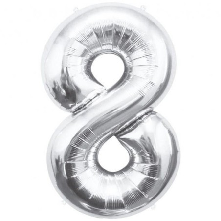 Balon foliowy srebrna "cyfra 8", 33,5"- 85 cm /1szt