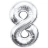 Balon foliowy srebrna "cyfra 8", 33,5"- 85 cm /1szt