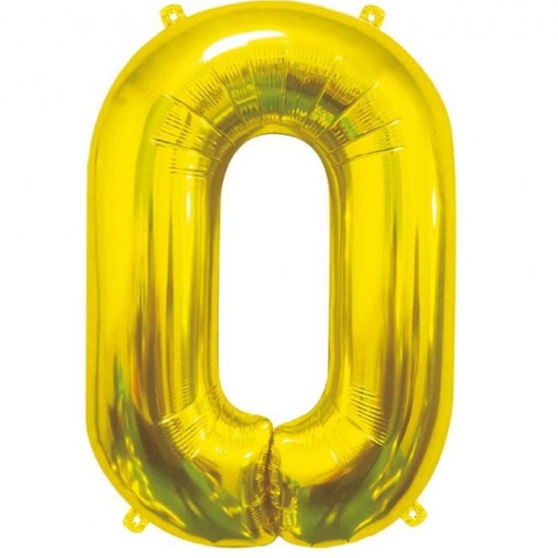 Balon foliowy złota "cyfra 0", 33,5"- 85 cm /1szt
