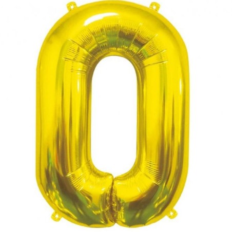 Balon foliowy złota "cyfra 0", 33,5"- 85 cm /1szt