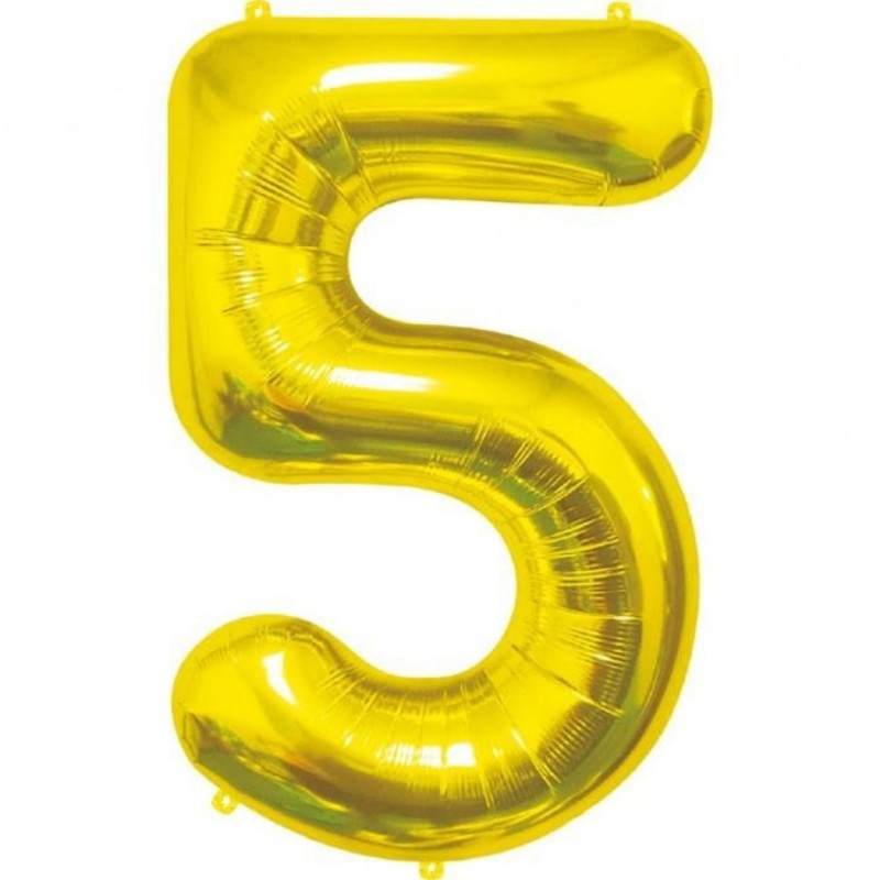 Balon foliowy złota "cyfra 5", 33,5"- 85 cm /1szt