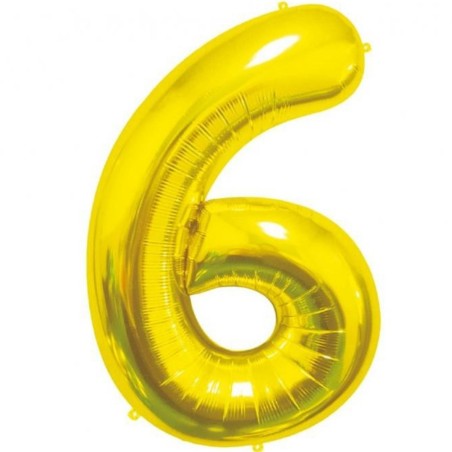 Balon foliowy złota "cyfra 6", 33,5"- 85 cm /1szt