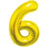 Balon foliowy złota "cyfra 6", 33,5"- 85 cm /1szt