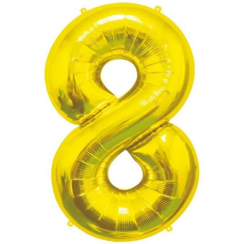 Balon foliowy złota "cyfra 8", 33,5"- 85 cm /1szt