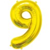 Balon foliowy złota "cyfra 9", 33,5"- 85 cm /1szt