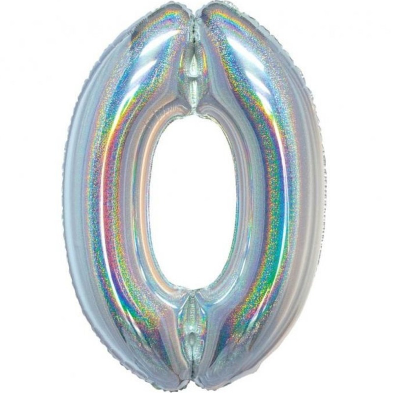 Balon foliowy srebra "cyfra 0", 30"- 76 cm /1szt