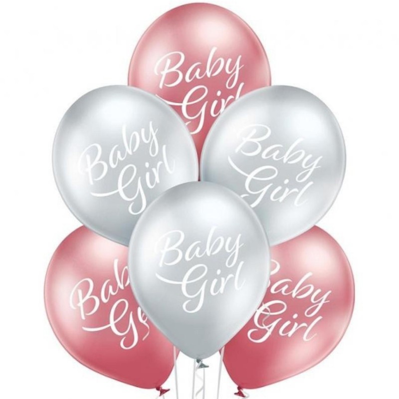 Lateksowe kolorowe Balony D11 Baby Girl 6 szt. 12"- 30 cm.