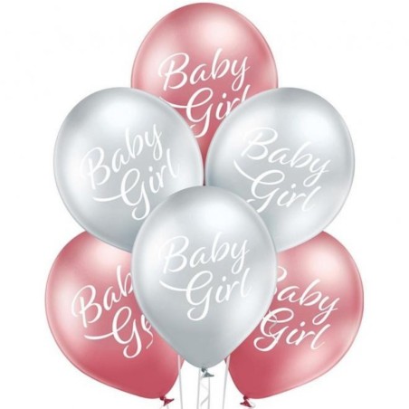 Lateksowe kolorowe Balony D11 Baby Girl 6 szt. 12"- 30 cm.