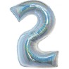 Balon foliowy srebra "cyfra 2", 30"- 76 cm /1szt