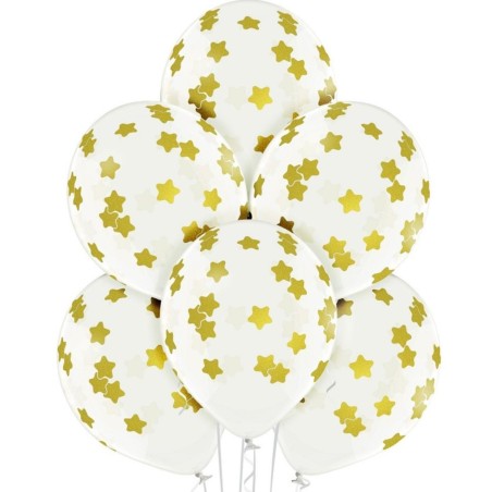 Lateksowe przezroczyste Balony D11 Stars - Gwiazdki 6 szt. 12"- 30 cm.