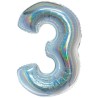Balon foliowy srebra "cyfra 3", 30"- 76 cm /1szt