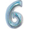 Balon foliowy srebra "cyfra 6", 30"- 76 cm /1szt