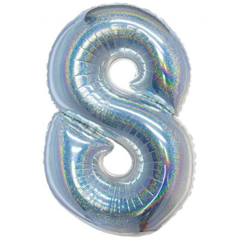 Balon foliowy srebra "cyfra 8", 30"- 76 cm /1szt