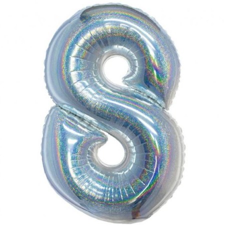 Balon foliowy srebra "cyfra 8", 30"- 76 cm /1szt