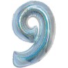 Balon foliowy srebra "cyfra 9", 30"- 76 cm /1szt