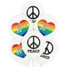 Lateksowe białe Balony D11 Love and Peace 12"- 30 cm. 6 szt.