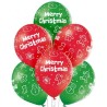 Lateksowe czerwone i zielone Balony D11 Merry Christmas 12"- 30 cm. 6 szt.